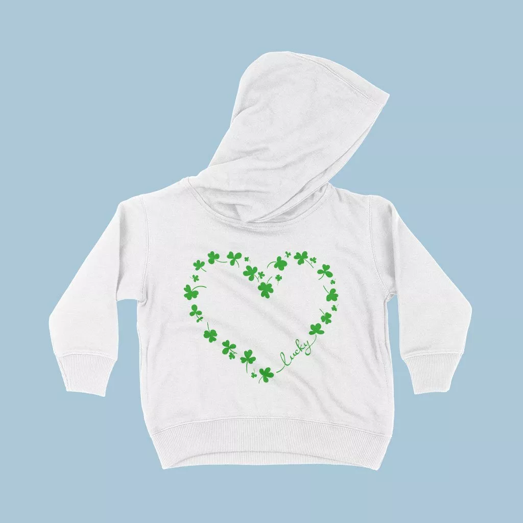 Clover Heart Print St. Patrick’s Cute Day Toddler Hoodie