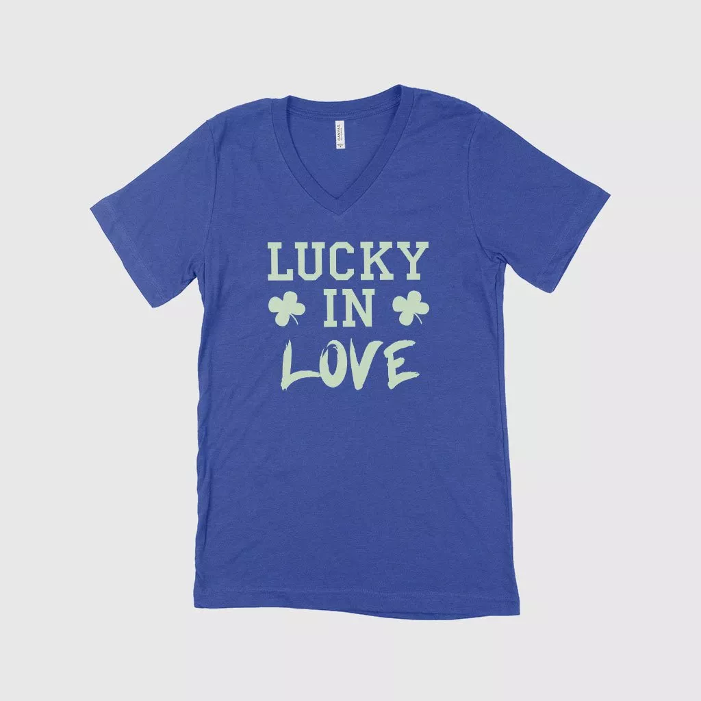 Lucky in Love Four-Leaf Clover V-Neck T-Shirt