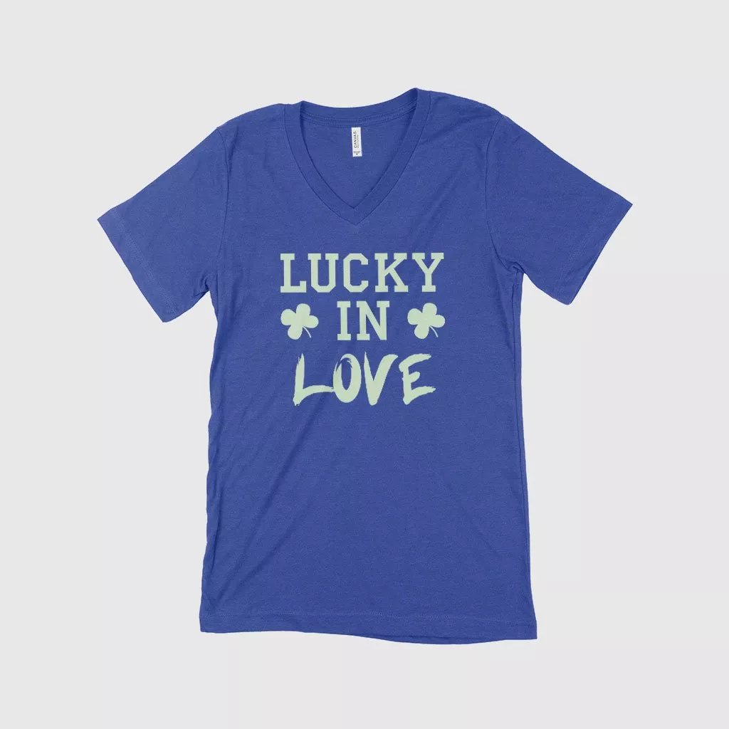 St. Patrick’s Day Bachelorette Party Lucky in Love V-Neck T-Shirt
