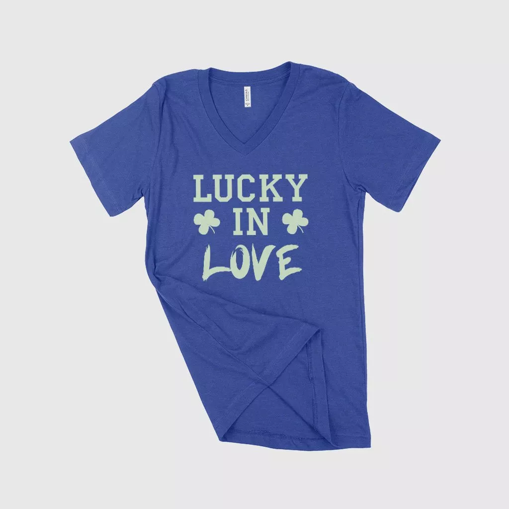 Lucky Four-Leaf Clover Trendy V-Neck T Shirt for Women