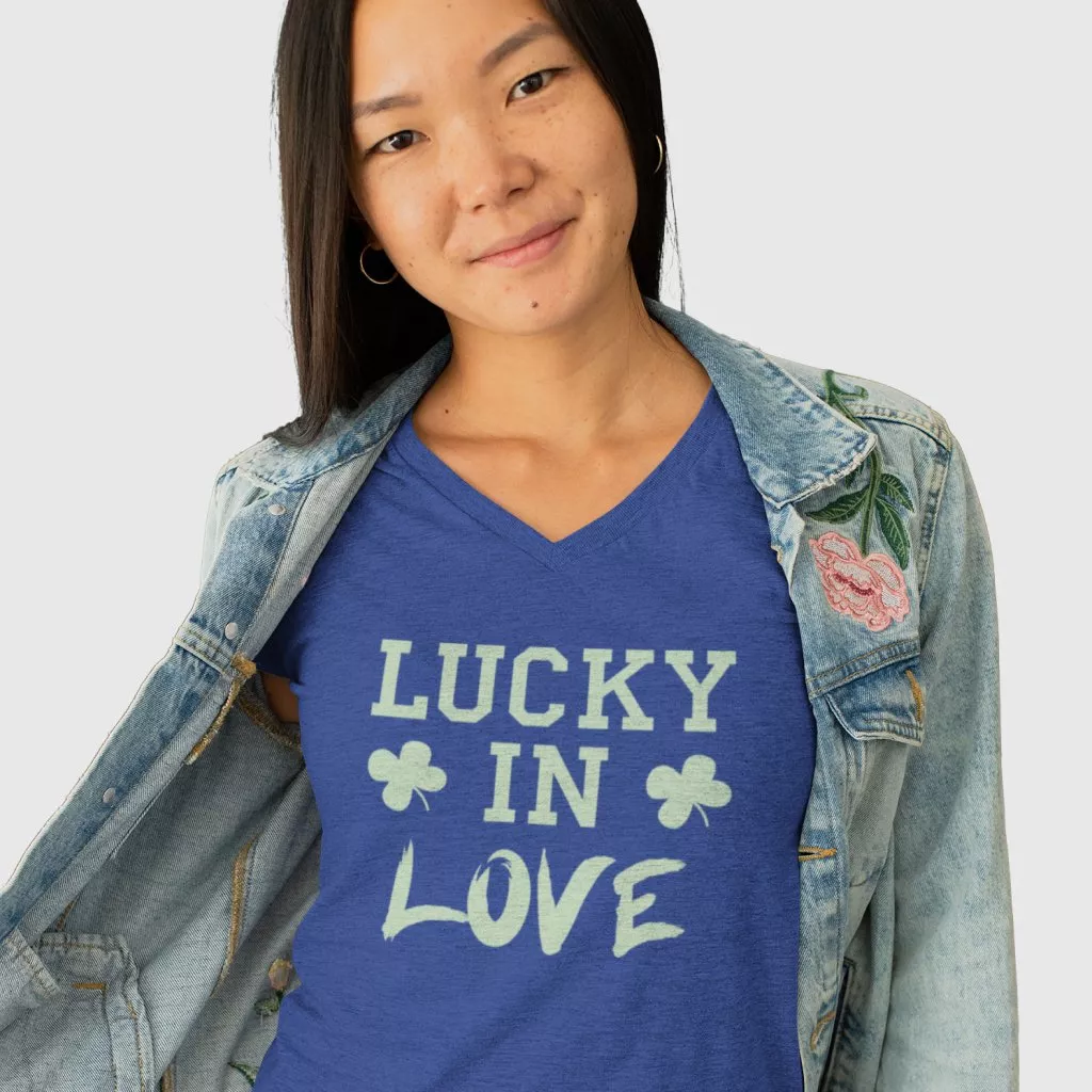 Lucky in Love Four-Leaf Clover V-Neck Shirt