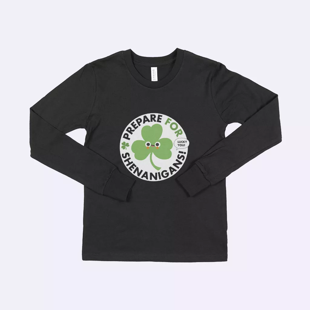 Prepare For Shenanigans St. Patrick’s Day Long Sleeve Comfortable Boy Tee Shirt