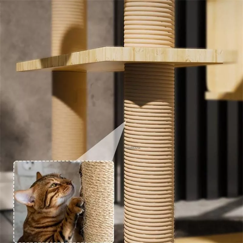 Luxury 5-Tier Wooden Cat Tower Scratching Posts