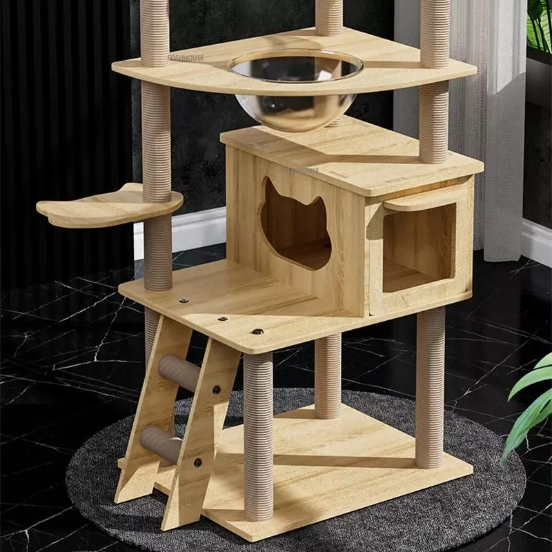 Aesthetics and Stylish Luxury 5-Tier Wooden Cat Tower House