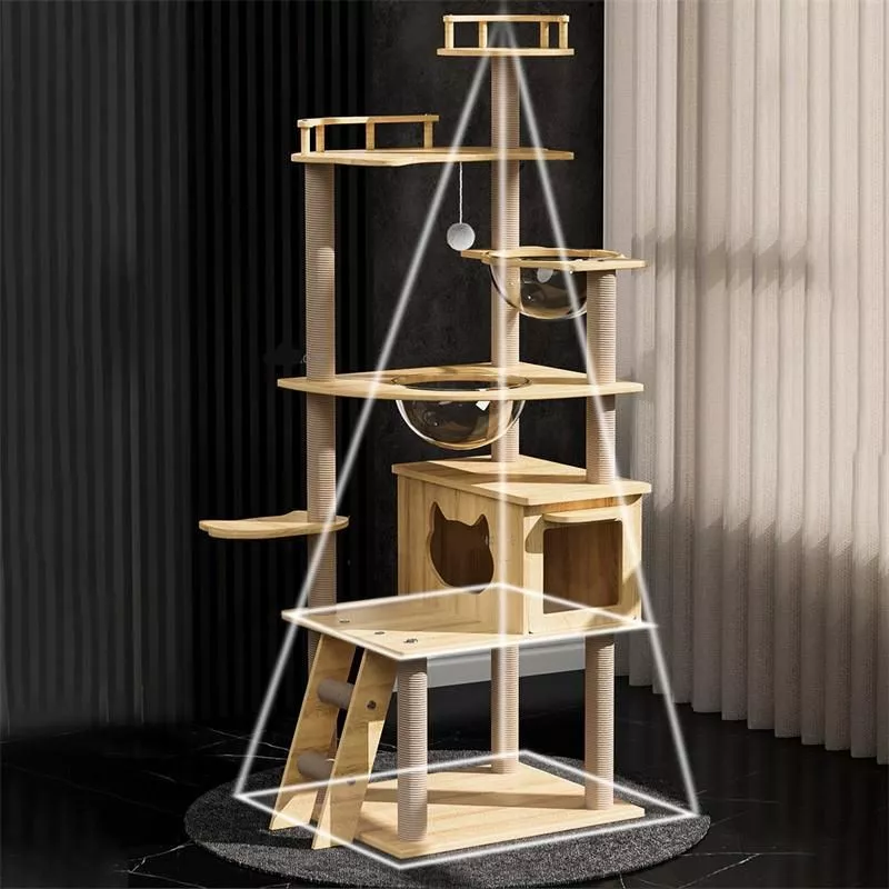 Luxury 5-Tier High-Quality Wooden Indoor Cat Tower