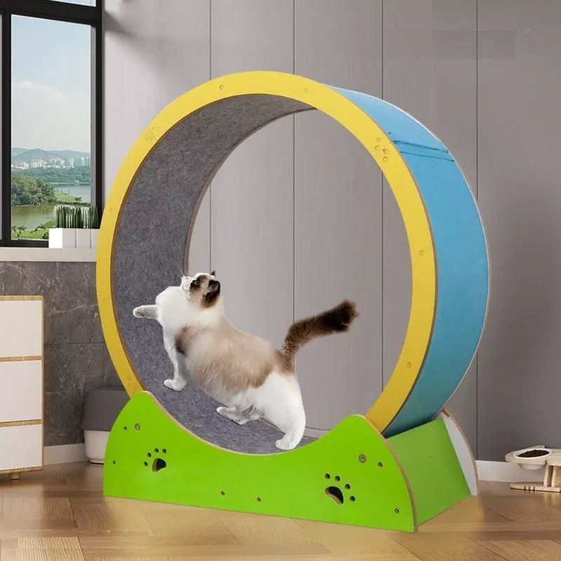 Wooden Cat Indoor Fitness Wheel: Silent Exercise Treadmill and Climbing Frame for Cats