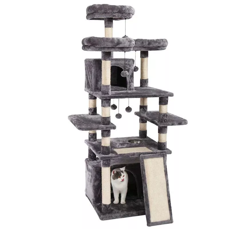 Multi-Layer Luxury Cat Tree House with Condo & Accessories