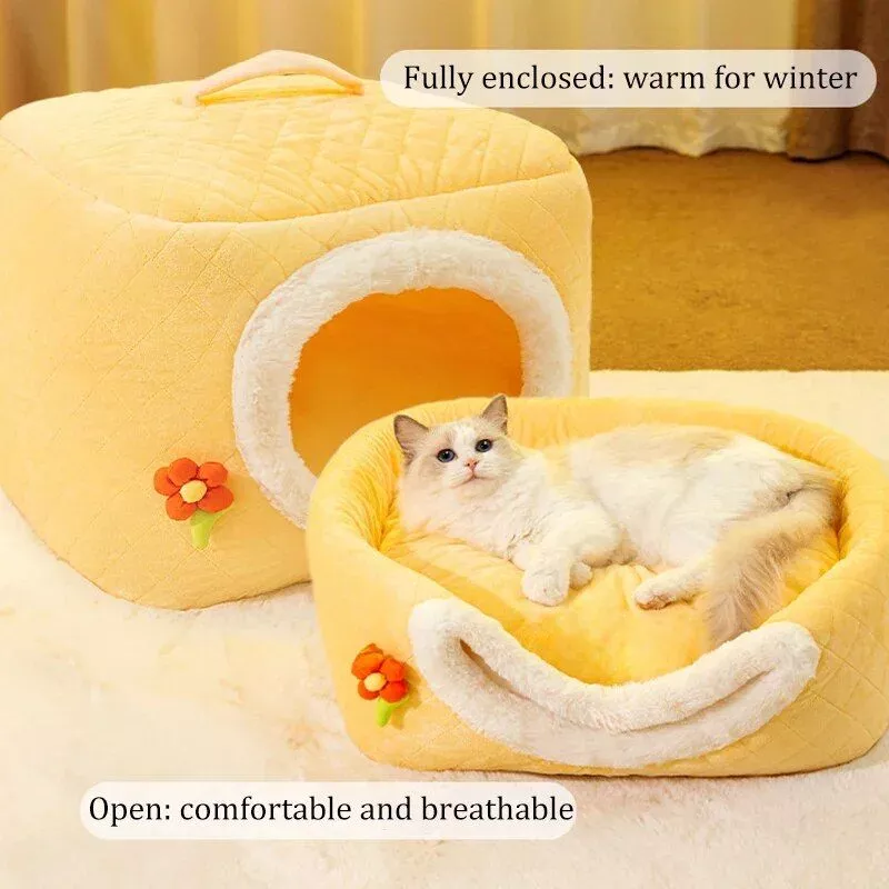 Cozy Winter Pet Haven Plush Indoor Cat Lovers Bed