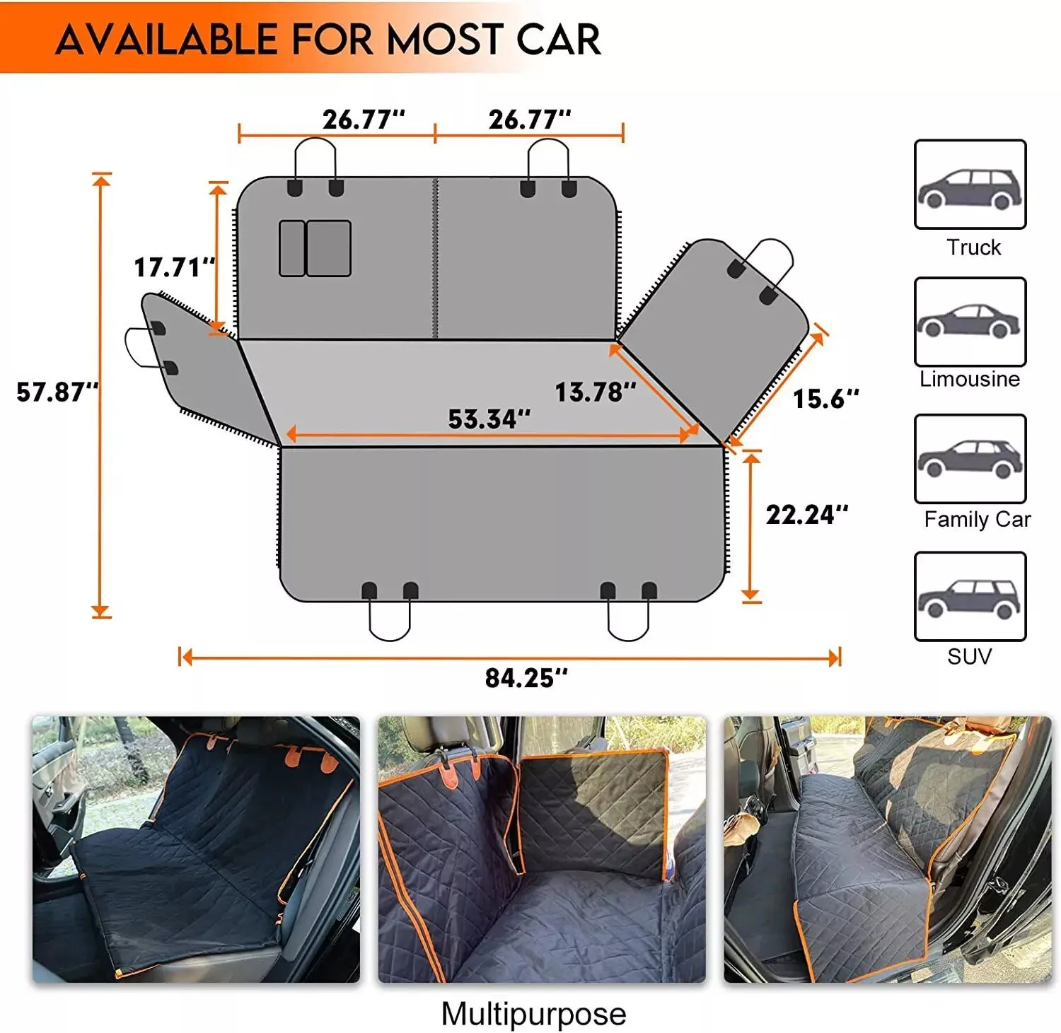 Universal Multipurpose Durable Jean Material Waterproof Dog Car Seat Hammock
