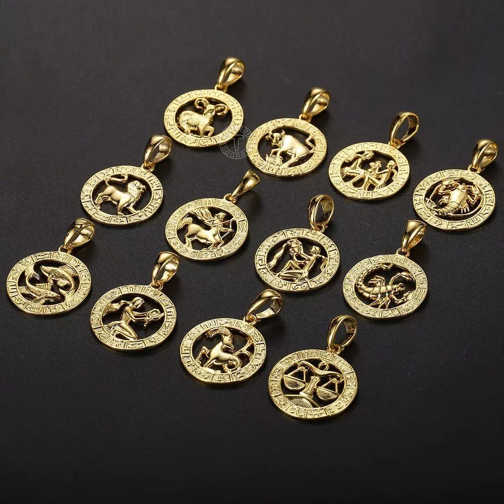 Horoscope Zodiac Sign Gold Pendant Necklace