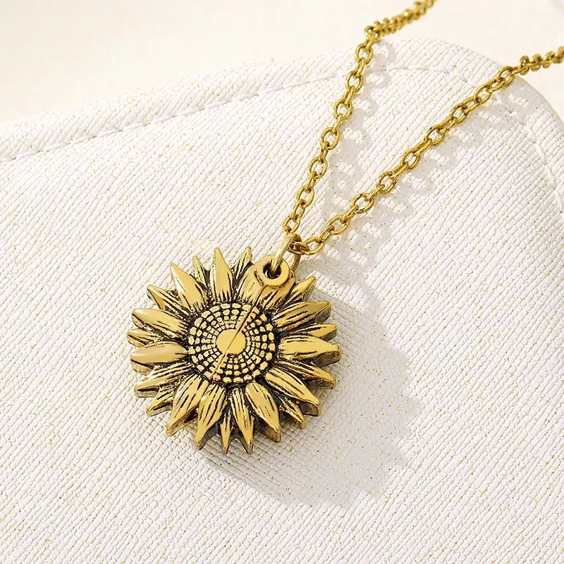 Flower Sunflower Pendant Necklace