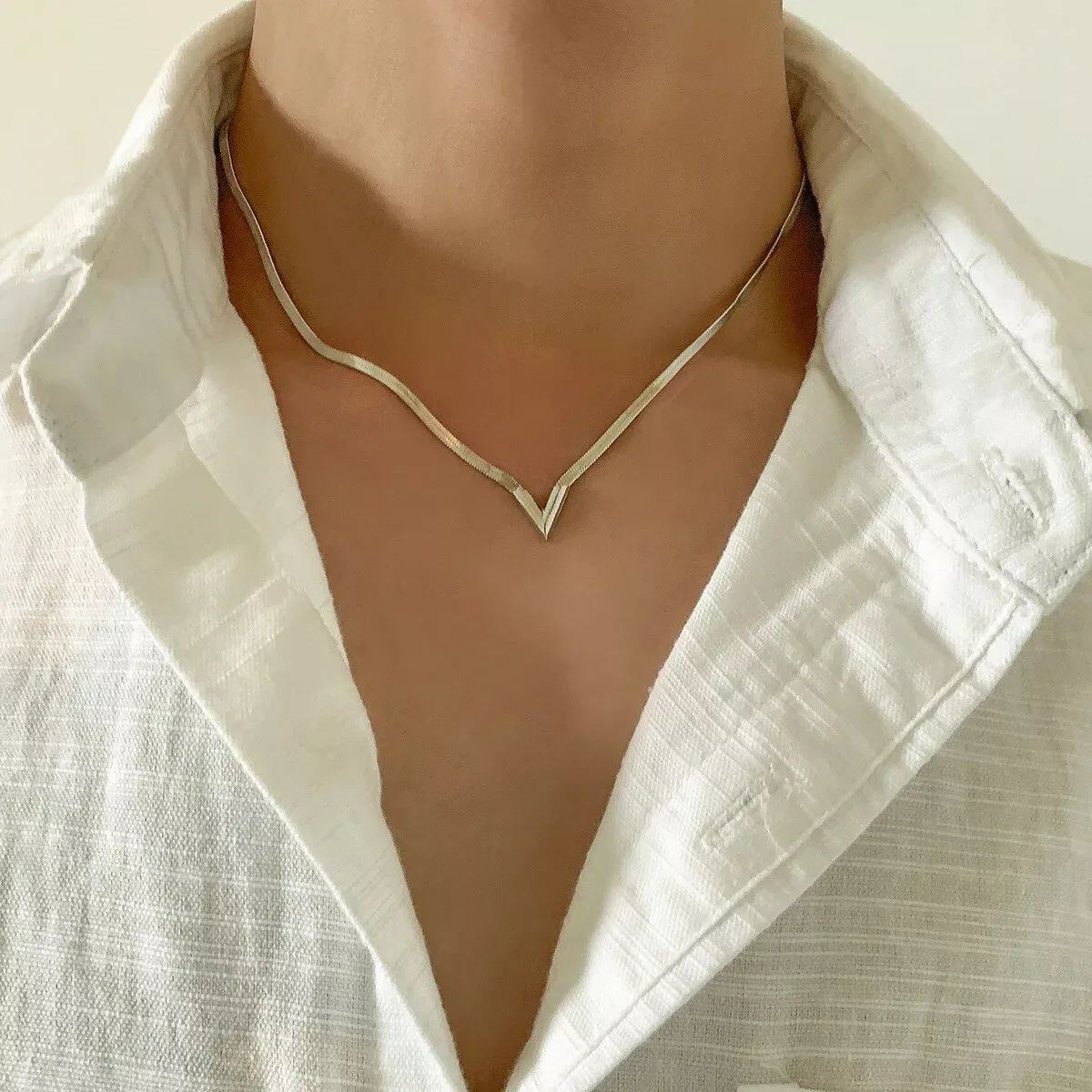 Stylish V-Shaped Chain Necklace