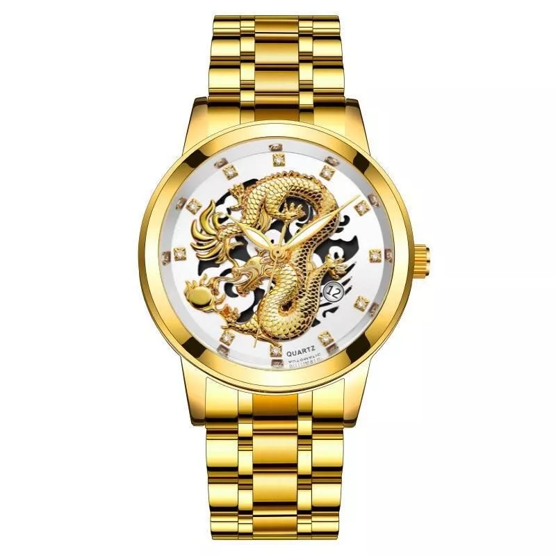 Gold Dragon Stainless Steel Watch