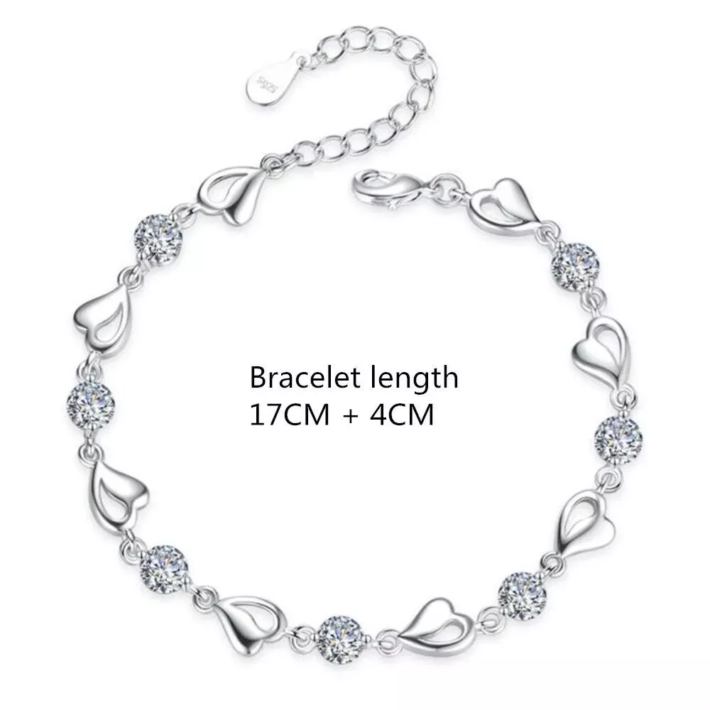 Elegant Sterling Silver Heart Bracelet