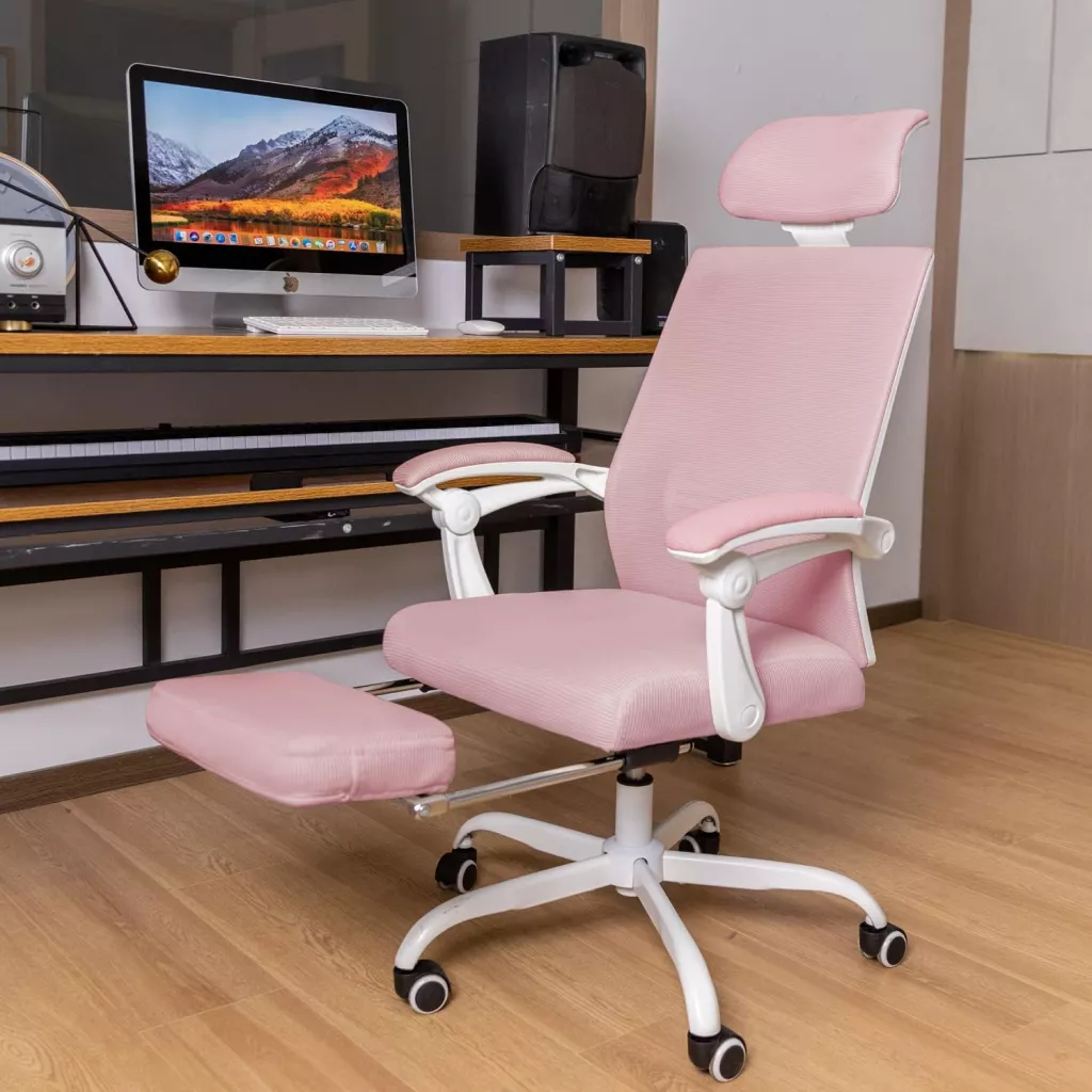 Modern Ergonomic Mesh Office Chair with Adjustable Footrest and Headrest