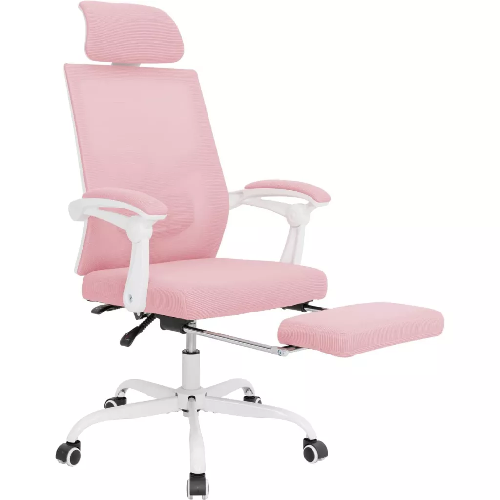 Comfort and Ergonomic Mesh Office Chair with Adjustable Footrest and Headrest