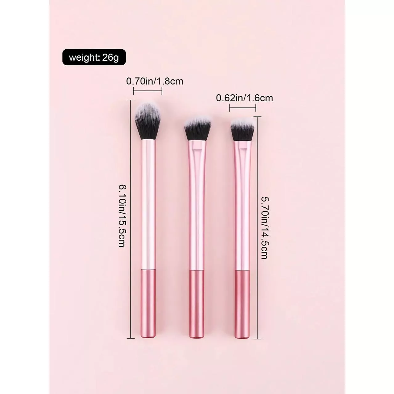 Three Color Flawless Base Makeup Brush Set for Concealer, Eye Shadow, and Blusher