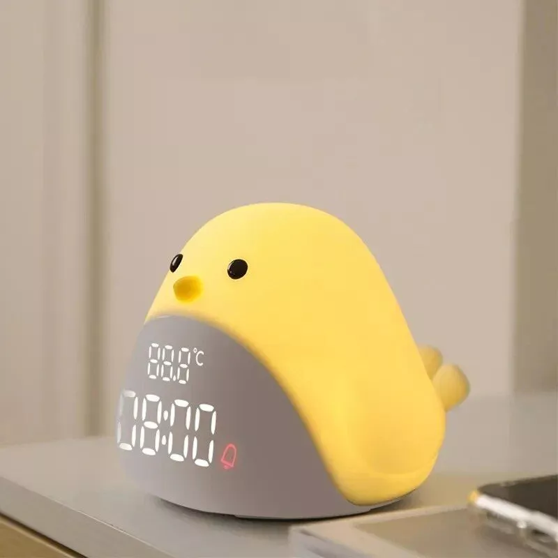 Time Bird Night Light & Alarm Clock: Cartoon Cute Silicone Touch Lamp for Kids