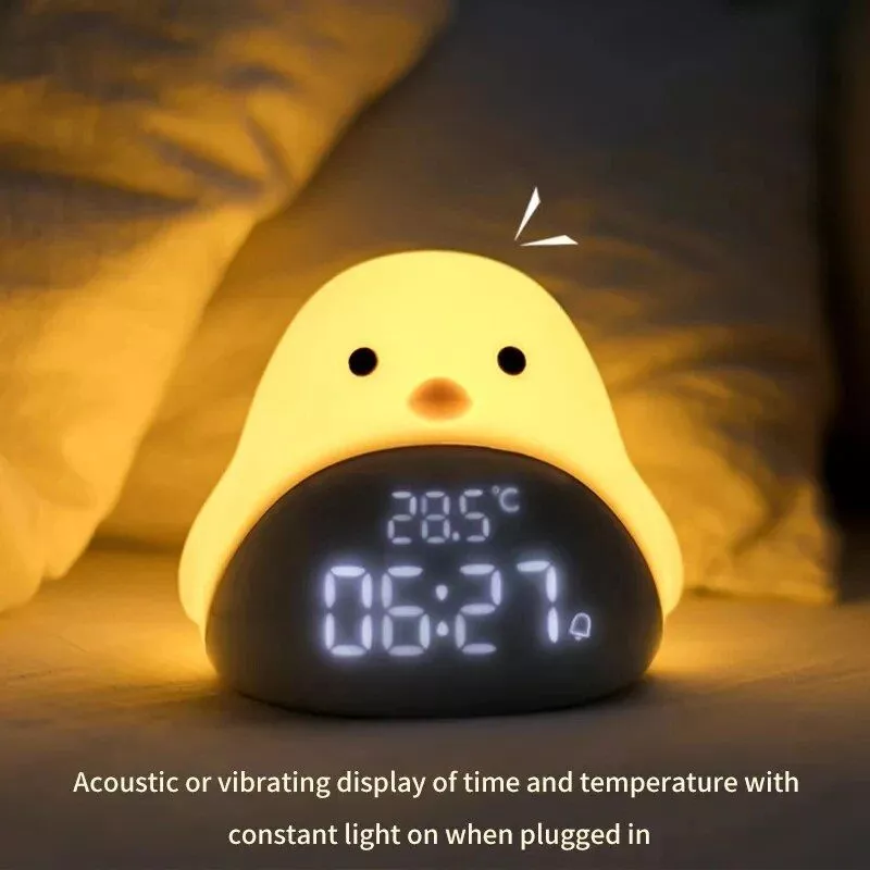 Time Bird Night Light & Alarm Clock: Cartoon Cute Silicone Touch Lamp for Kids