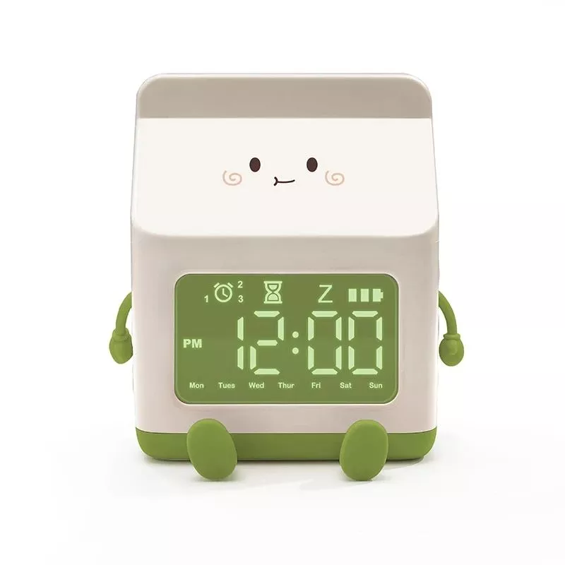 Charming Cartoon Milk Carton Alarm Clock – Perfect for Kids and Students