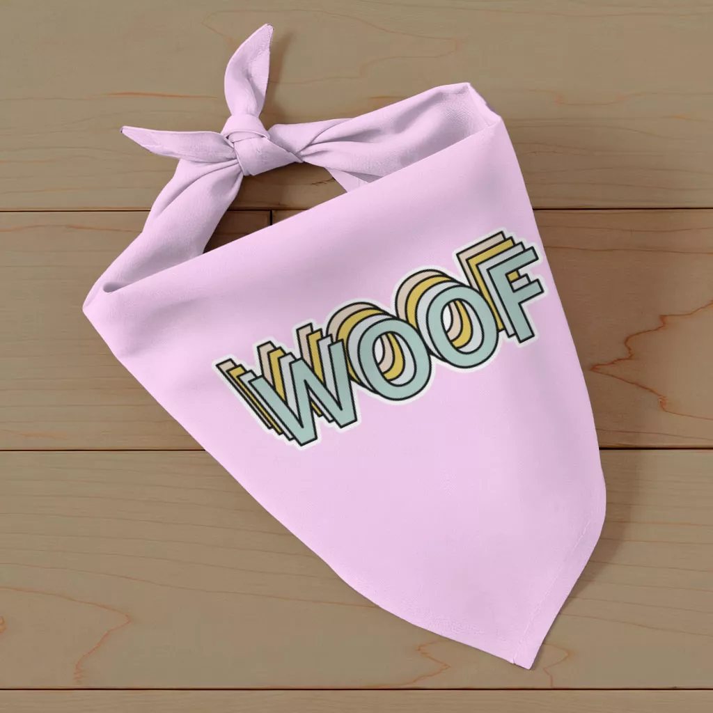 Woof Pet Bandana – Word Art Dog Bandana – Beautiful Pet Scarf