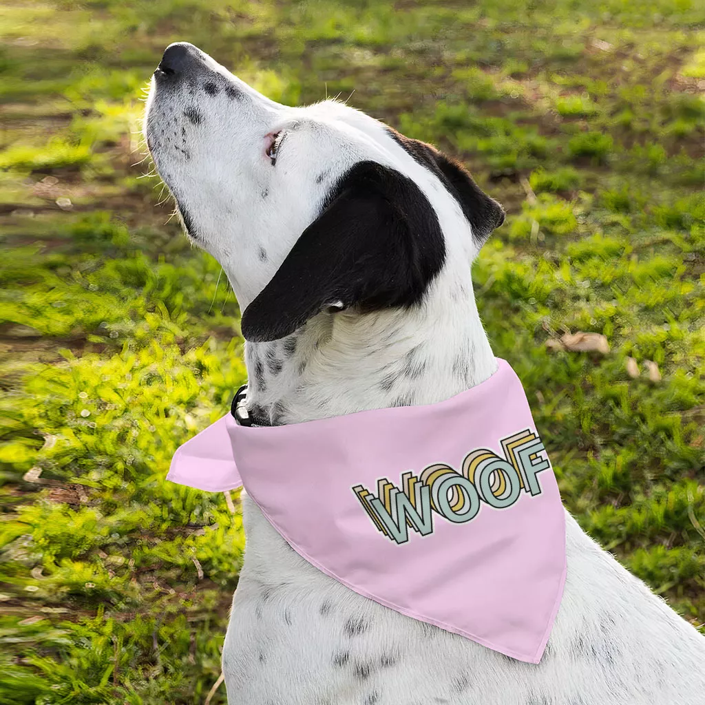 Woof Pet Bandana – Word Art Dog Bandana – Beautiful Pet Scarf