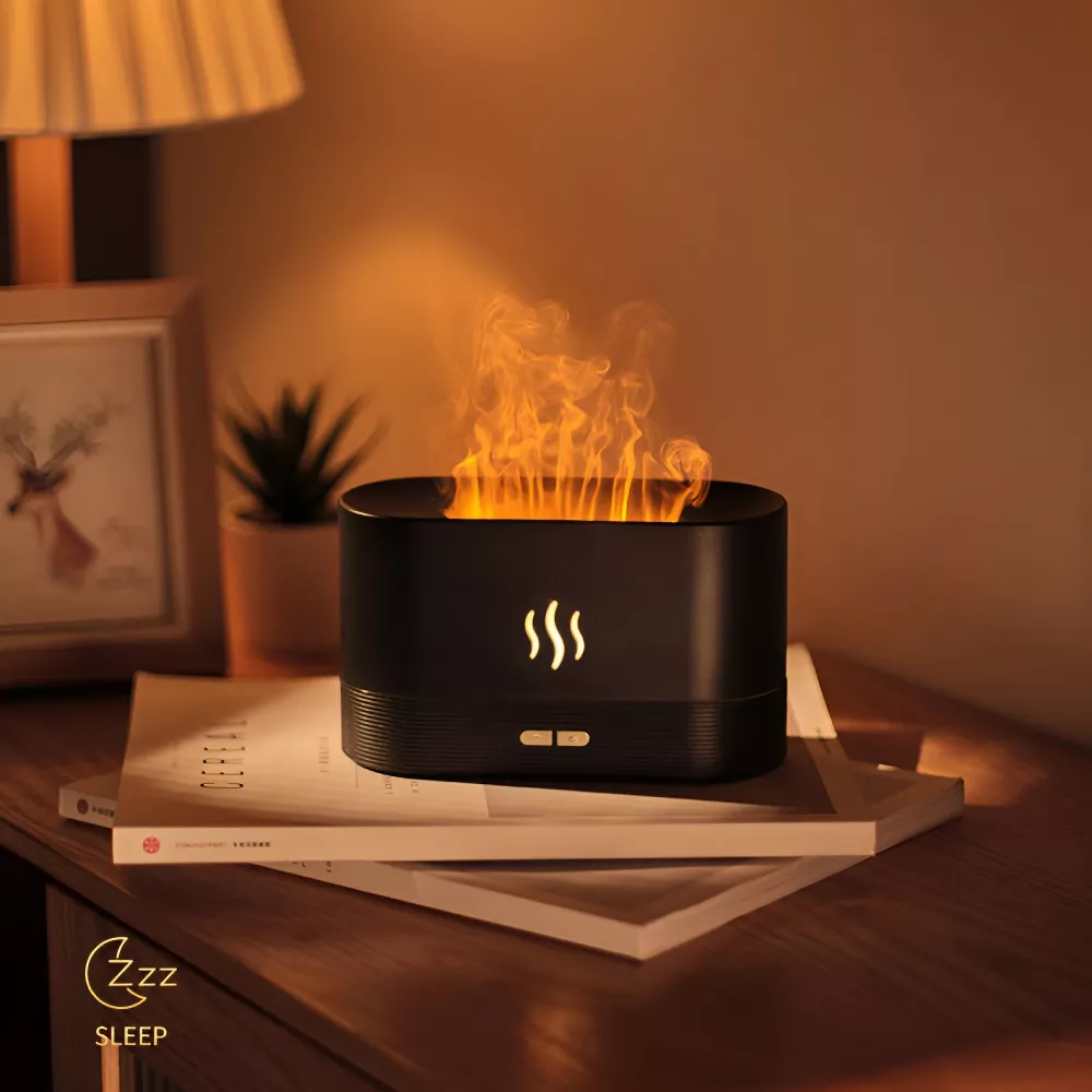 Aroma Diffuser Ultrasonic Cool Mist Maker with LED Flame Effect