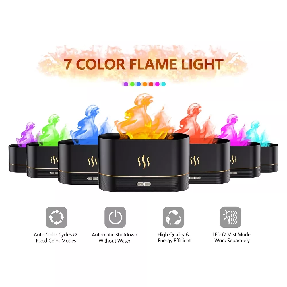 Aroma Diffuser Ultrasonic Cool Mist Maker with LED Flame Effect