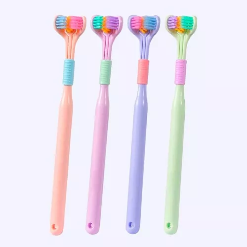 Triple-Sided Ultra-Fine Soft Bristle Toothbrush for Enhanced Oral Health