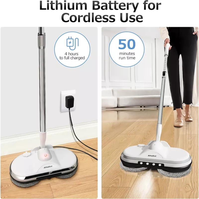 Effortless Cordless Electric Spin Mop with Water Sprayer & LED Headlight