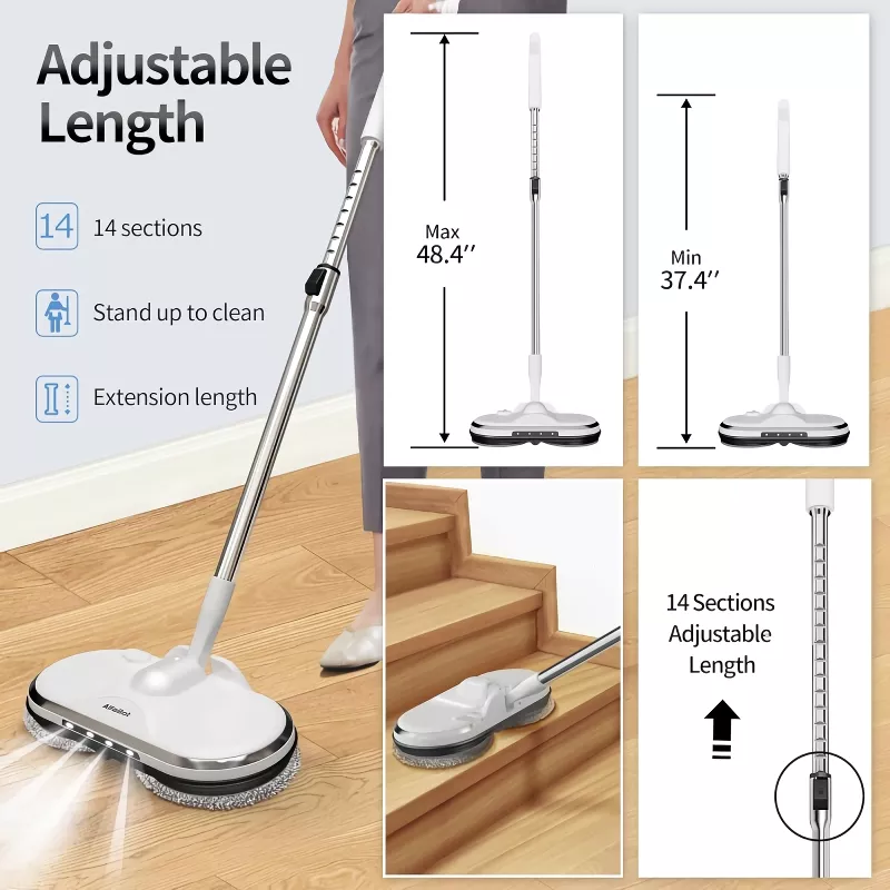 Effortless Cordless Electric Spin Mop with Water Sprayer & LED Headlight