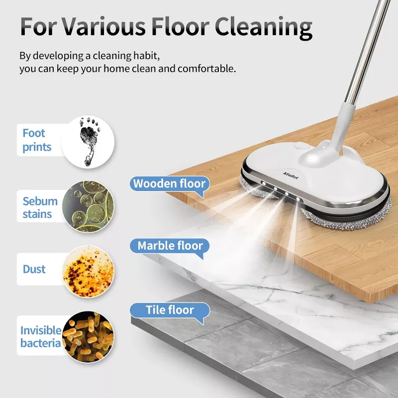 Effortless Cordless Electric Spin Mop with Water Sprayer & LED Headlight