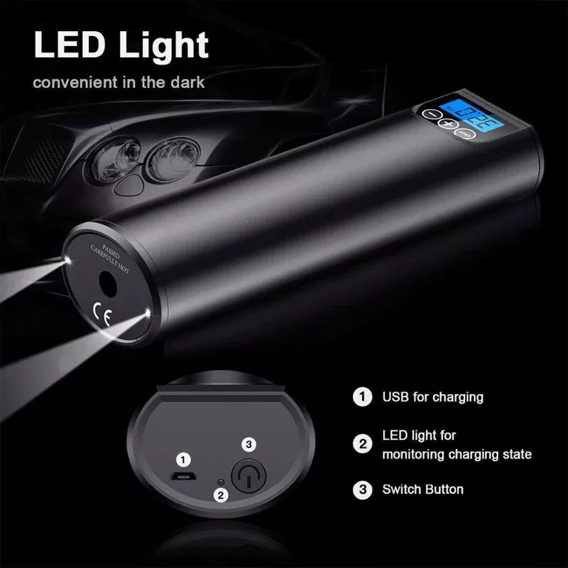 Portable 12V 150PSI Electric Air Pump with LCD Display