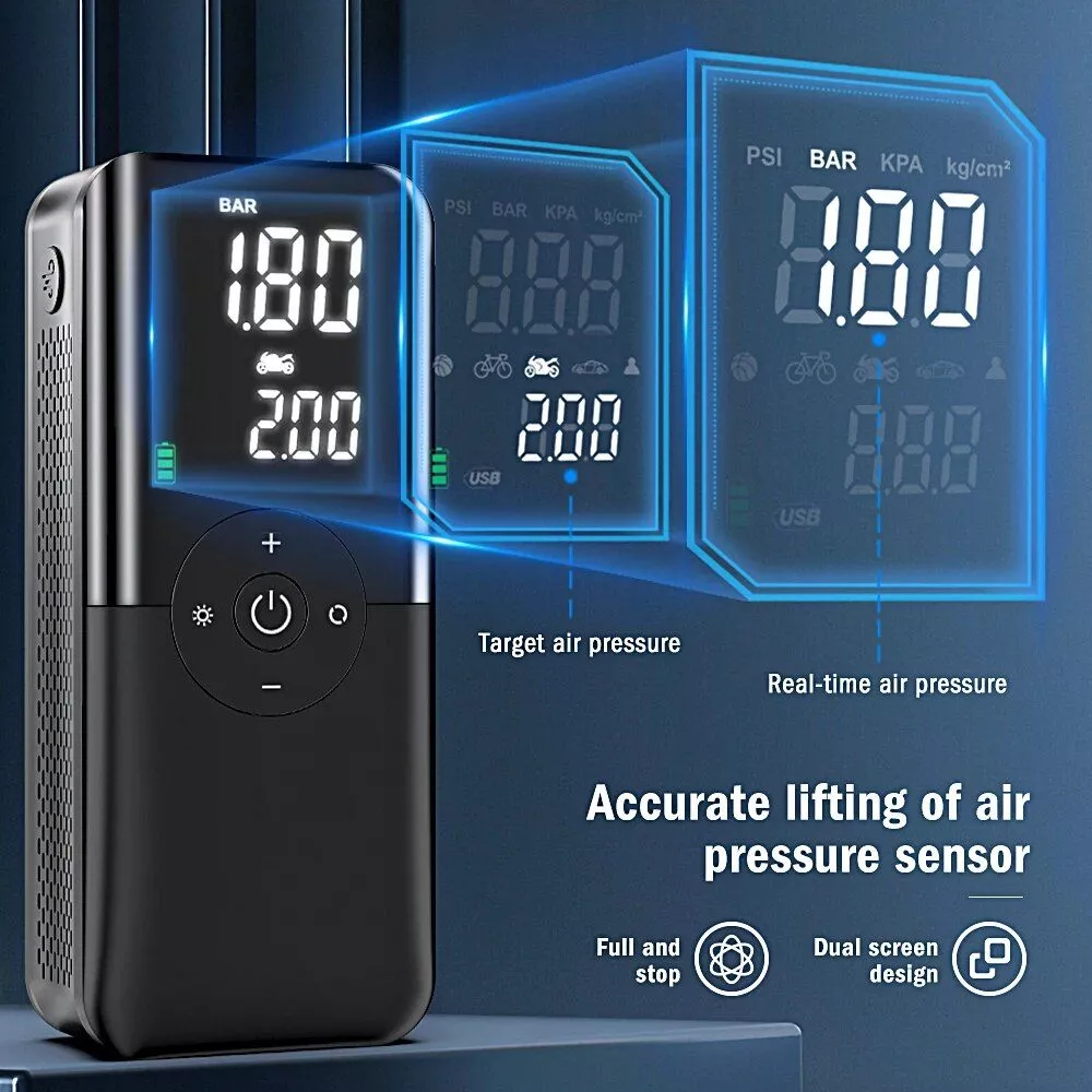 Air Compressor 12V Portable Tyre Inflator for Car, Electric Motorcycle, and Bicycle