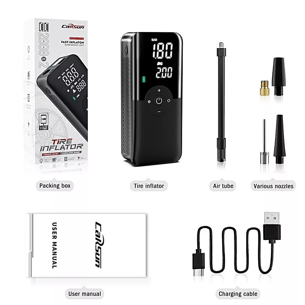 Air Compressor 12V Portable Tyre Inflator for Car, Electric Motorcycle, and Bicycle