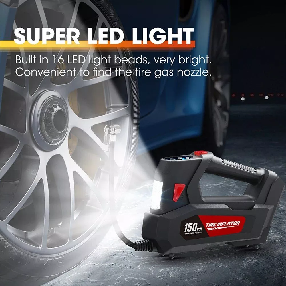 120W Portable Handheld Car Tire Inflator Pump with LED Light and Digital Display