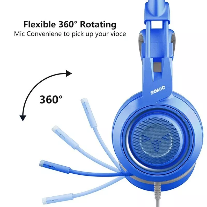 Wired Gaming Headset with Detachable Cat Ears | Blue Stereo Sound for PS4, Xbox, PC & Mobile