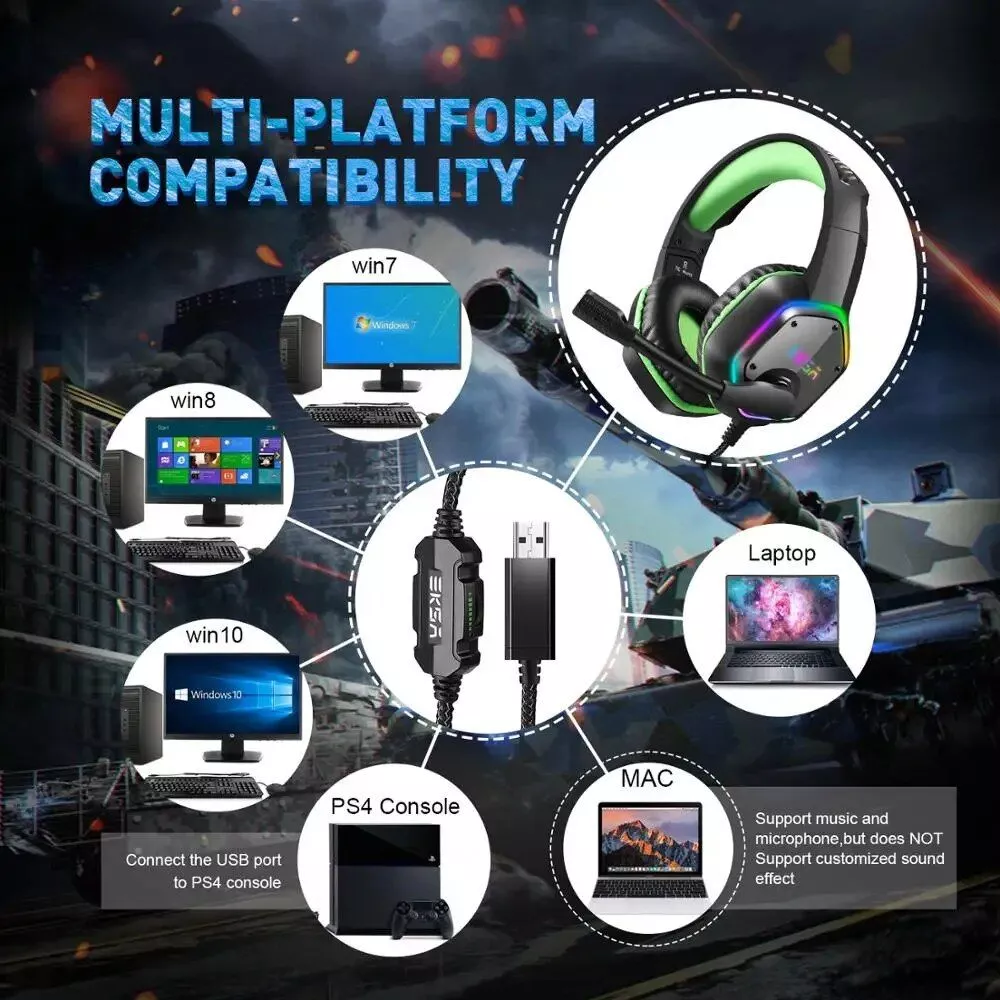 7.1 Surround RGB Gaming Headset with Noise-Cancelling Mic for PC/PS4/PS5