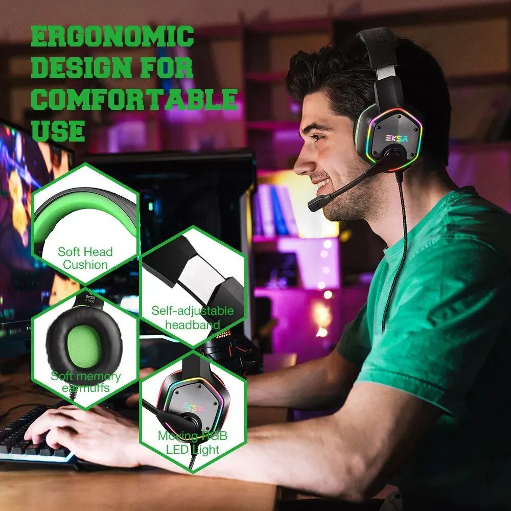 7.1 Surround RGB Gaming Headset with Noise-Cancelling Mic for PC/PS4/PS5