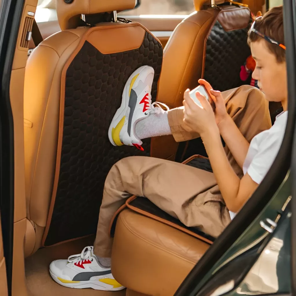‘Hexy’ Car Seat Back Protector – Premium Eco Leather Kick Mat