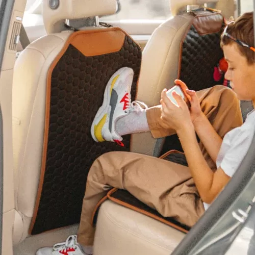 ‘Hexy’ Car Seat Back Protector – Premium Eco Leather Kick Mat