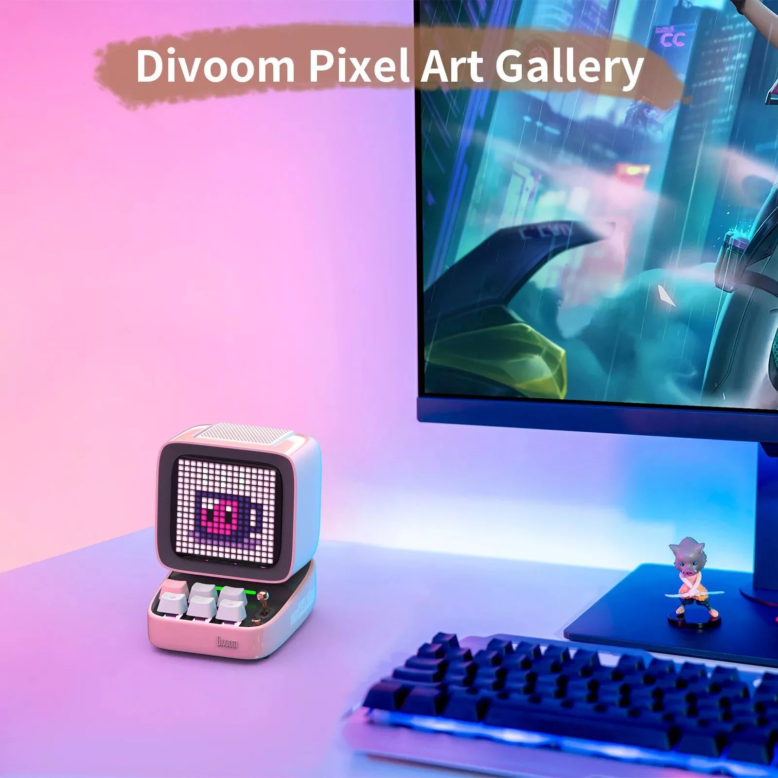 Retro Pixel Art Bluetooth Speaker with Alarm Clock & LED Display