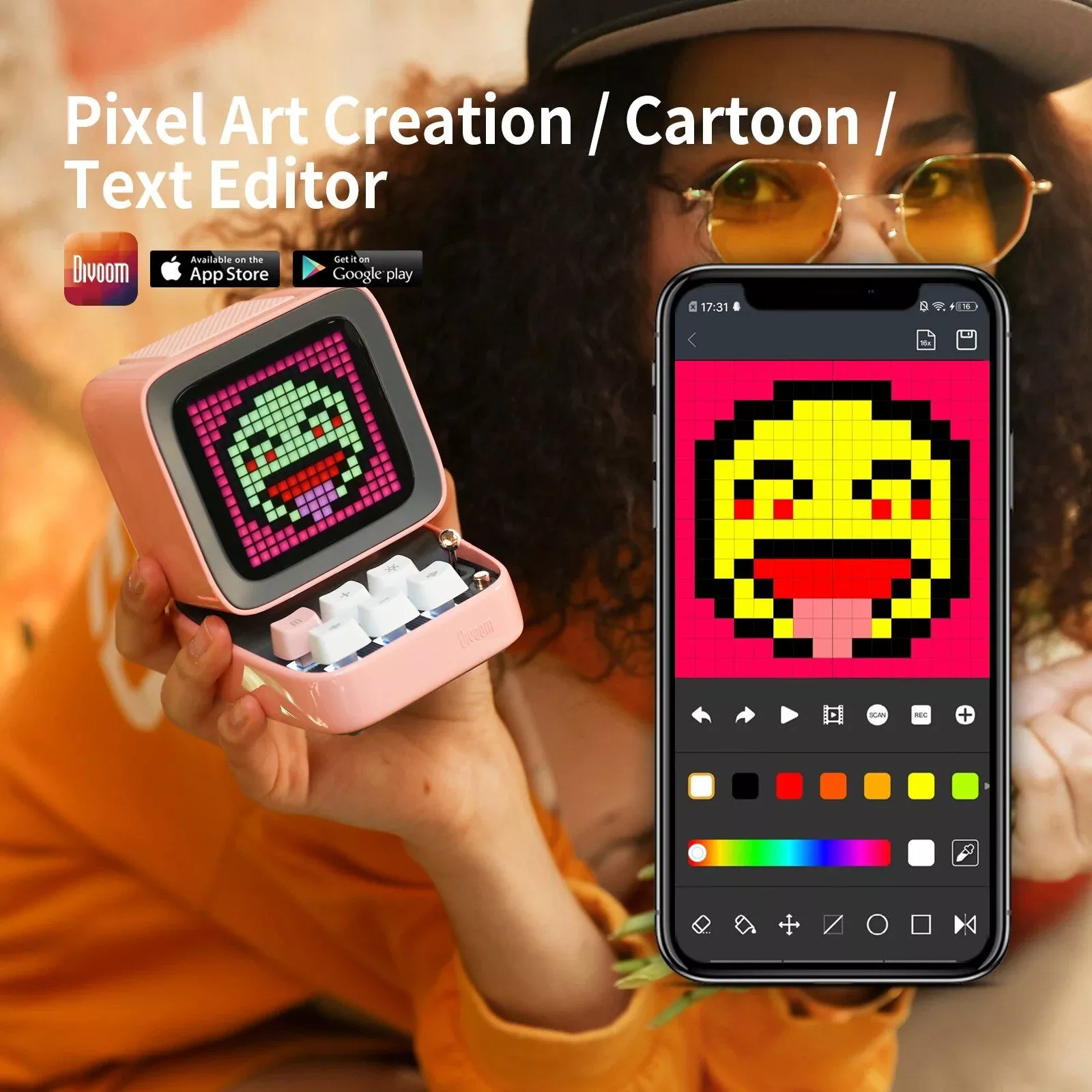 Retro Pixel Art Bluetooth Speaker with Alarm Clock & LED Display