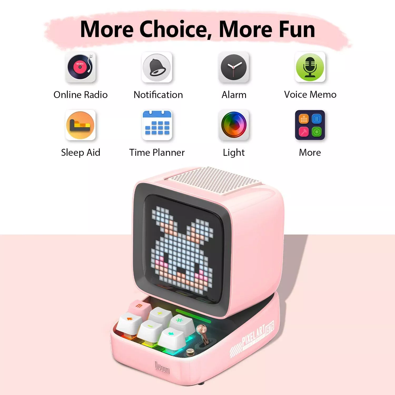 Retro Pixel Art Bluetooth Speaker with Alarm Clock & LED Display