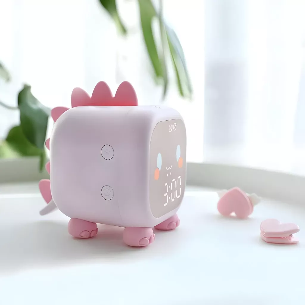 Dinosaur-Themed Kids’ Alarm Clock with Voice Control and Night Light