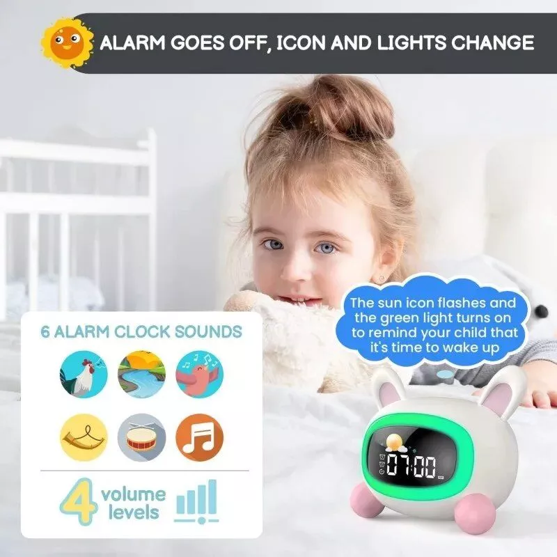 Kids’ Wake-Up and Sleep Training Alarm Clock with Soothing Sound Machine