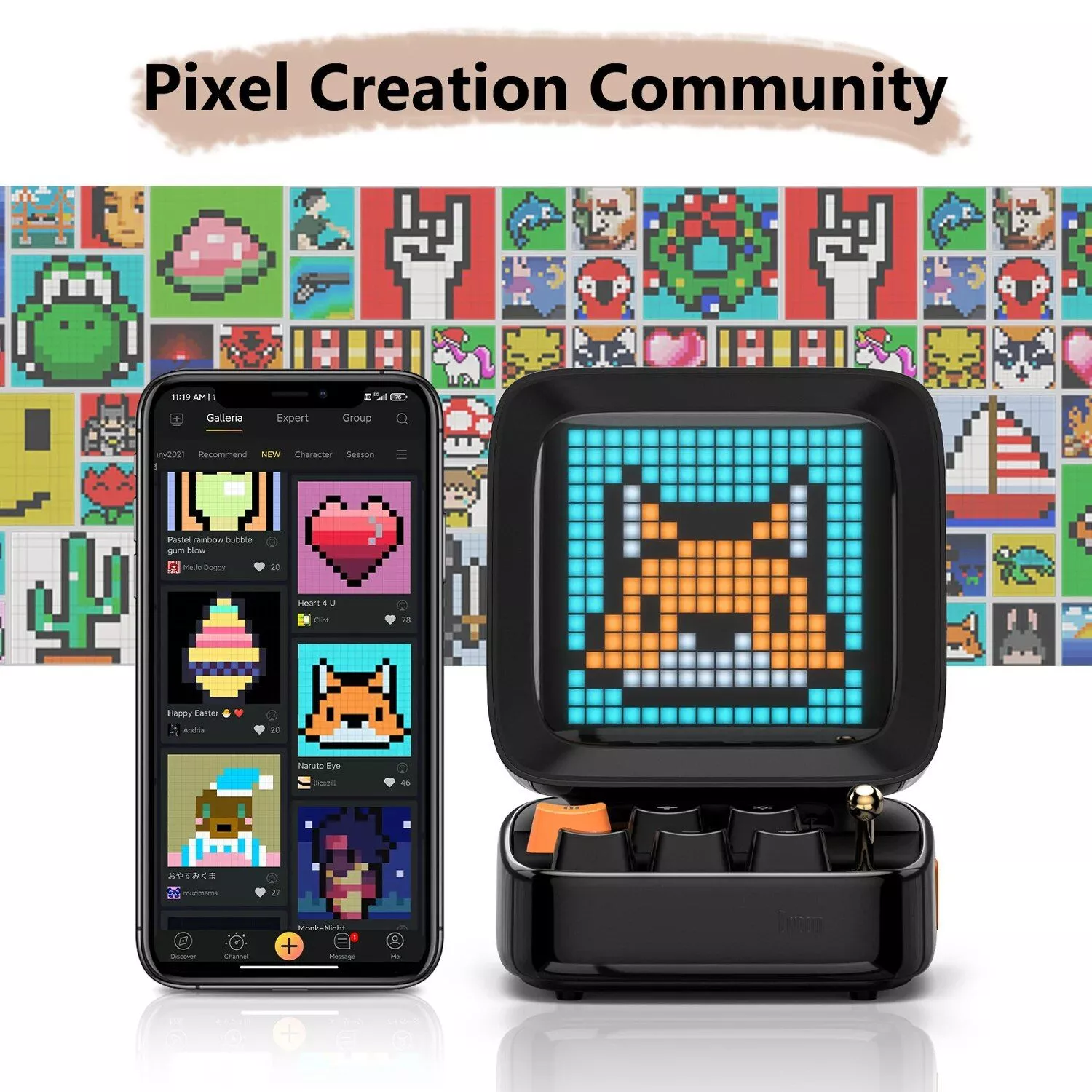Retro Pixel Art Bluetooth Speaker with LED Display & Alarm Clock, Home Décor & Gift Idea