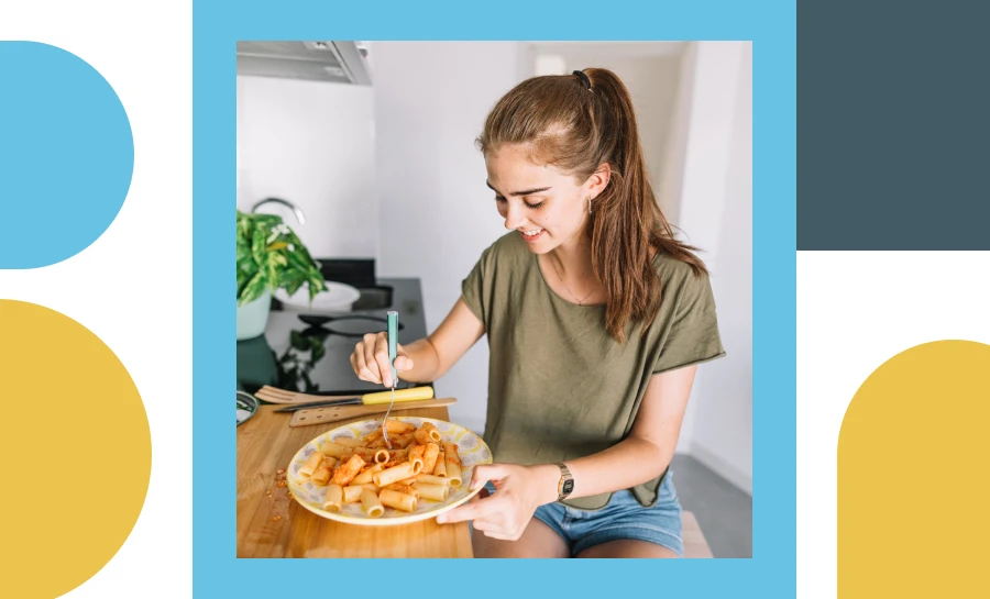 A Blonde Girl Enjoying Hot and Delicious Breakfast