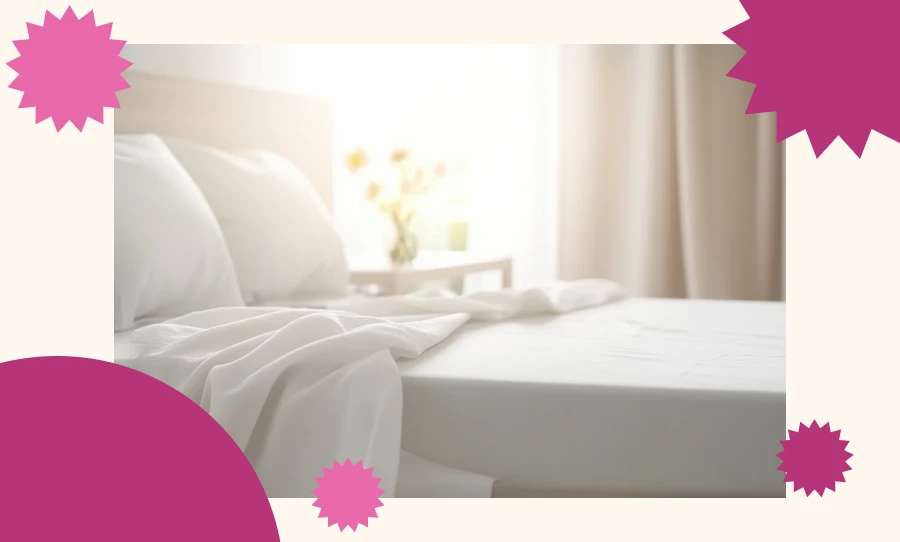 A bedroom in the morning when the sun rises