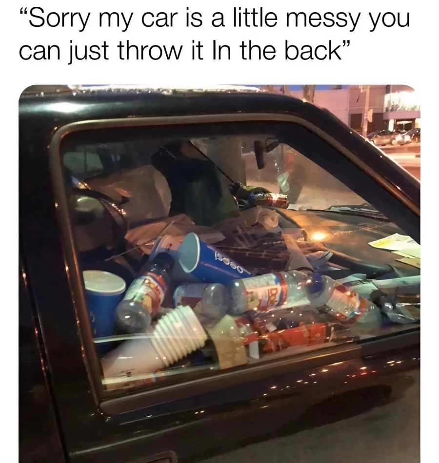 A Funny Picture Of Messy Car